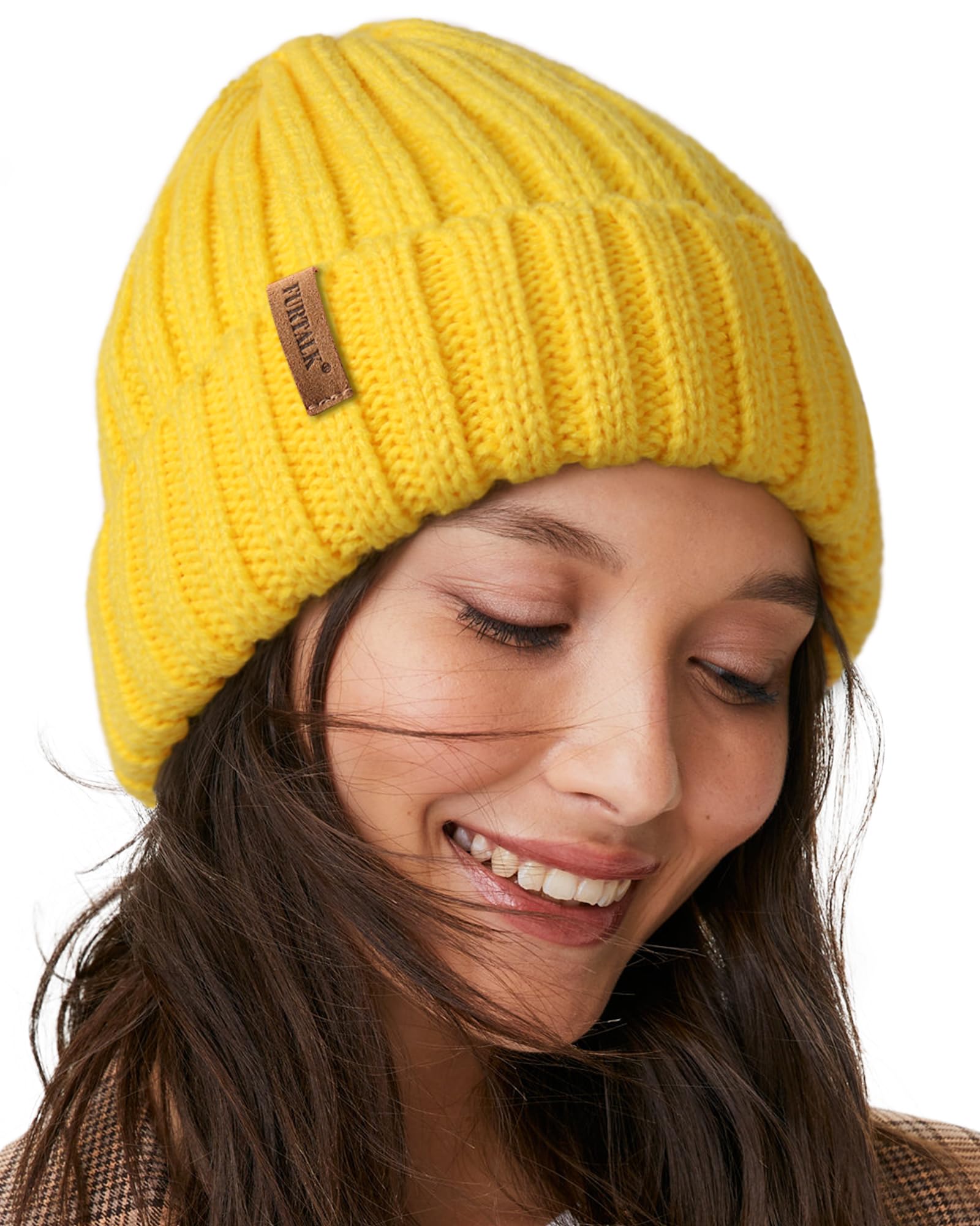 FURTALK Winter Hats for Women Fleece Lined Beanie Knit Chunky Womens Snow Cap